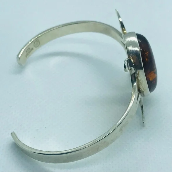 Sterling Silver Amber Cuff Bracelet